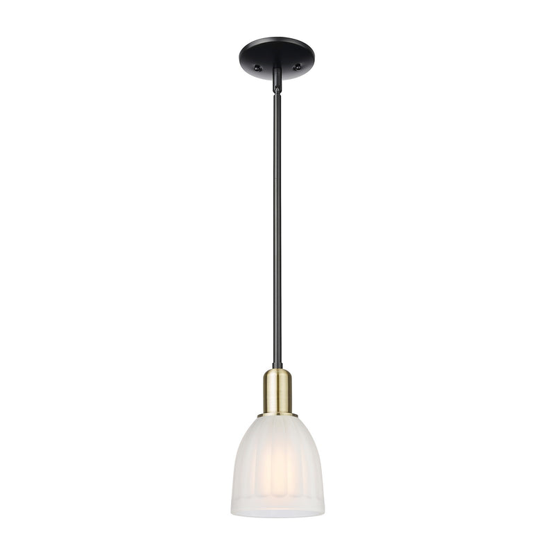 Innovations Brookfield 6in 1-Light Mini Pendant | Industrial Black Antique Brass and White Frosted Glass | Kitchen Island & Dining | Model 716-1S-BAB-G441