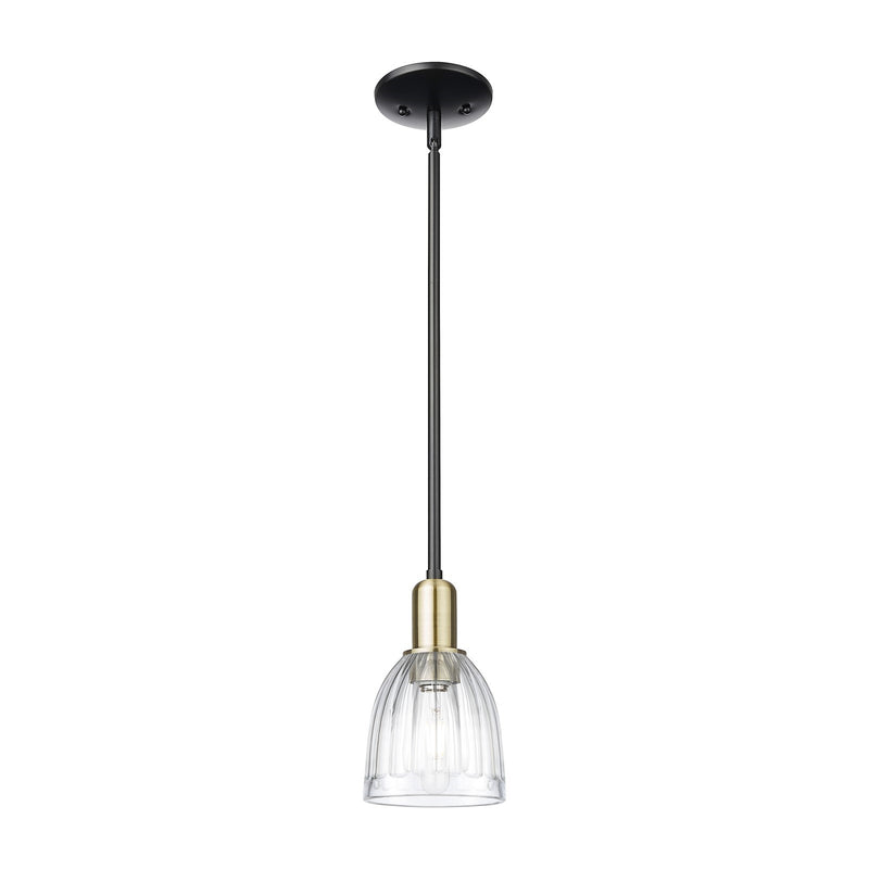 Innovations Brookfield 6in 1-Light Mini Pendant | Industrial Black Antique Brass and Clear Ribbed Glass | Kitchen Island & Dining | Model 716-1S-BAB-G442