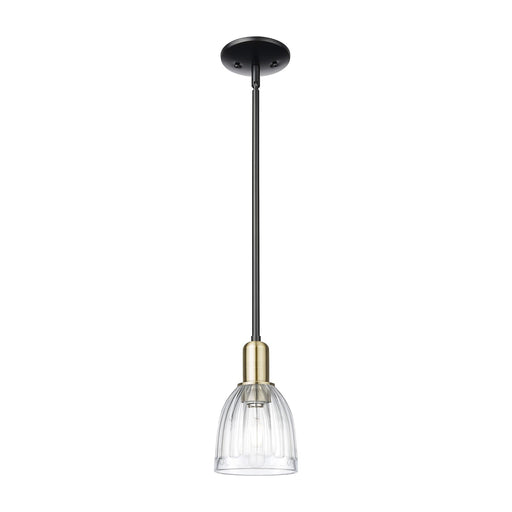 Innovations Brookfield 6in 1-Light Mini Pendant | Industrial Black Antique Brass and Clear Ribbed Glass | Kitchen Island & Dining | Model 716-1S-BAB-G442