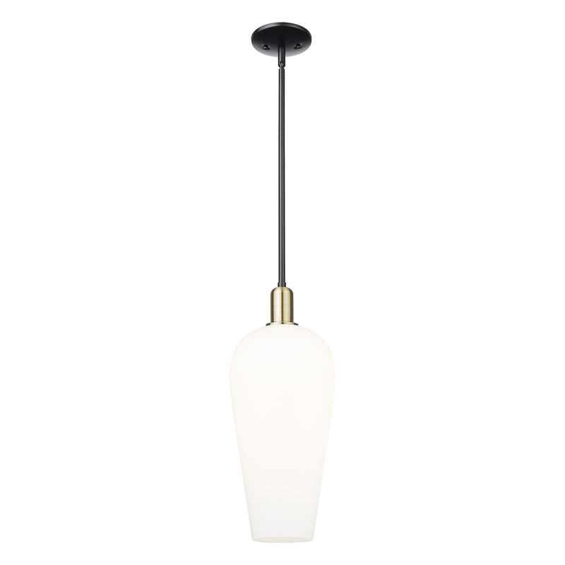 Innovations Chelsea 8in 1-Light Mini Pendant | Industrial Black Antique Brass and White Glass | Kitchen Island & Dining Room | Model 716-1S-BAB-G456-8WH