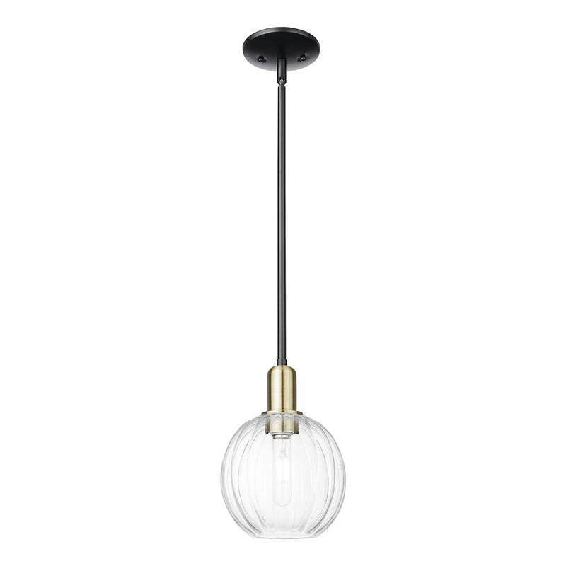 Innovations Preston 1Lt 7" Globe Stem Mini Pendant, BKS/CL - 716-1S-BAB-G458-7CL