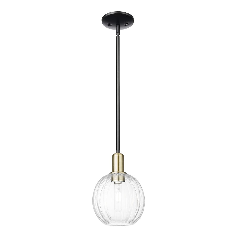 Innovations Preston 1Lt 7" Globe Stem Mini Pendant, BKS/CL - 716-1S-BAB-G458-7CL