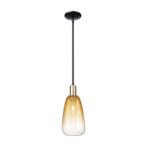 Innovations Brookhaven Almond 6in 1-Light Mini Pendant | Industrial Black Antique Brass and Amber Glass | Kitchen Island & | Model 716-1S-BAB-G480-6AM