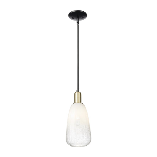 Innovations Brookhaven Almond 6in 1-Light Mini Pendant | Industrial Black Antique Brass and Opal Glass | Kitchen Island & | Model 716-1S-BAB-G480-6OP