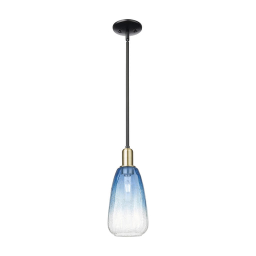 Innovations Brookhaven Almond 6in 1-Light Mini Pendant | Industrial Black Antique Brass and Sapphire Blue Glass | Kitchen | Model 716-1S-BAB-G480-6SB