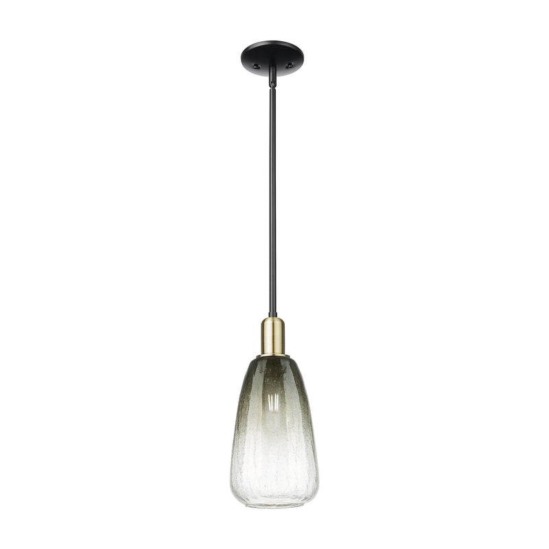 Innovations Brookhaven Almond 6in 1-Light Mini Pendant | Industrial Black Antique Brass and Slate Glass | Kitchen Island | 6 x | Model 716-1S-BAB-G480-6SL