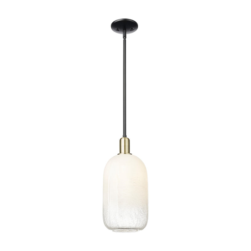 Innovations Brookhaven Cloche 7in 1-Light Mini Pendant | Industrial Black Antique Brass Steel and Opal Glass | Kitchen Island | Model 716-1S-BAB-G482-7OP