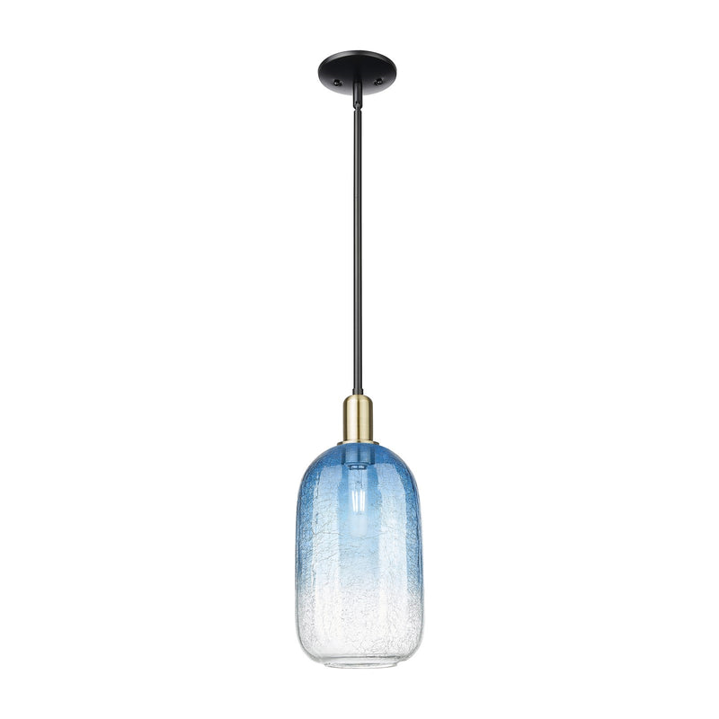Innovations Brookhaven Cloche 7in 1-Light Mini Pendant | Industrial Black Antique Brass and Sapphire Blue Glass | Kitchen | Model 716-1S-BAB-G482-7SB