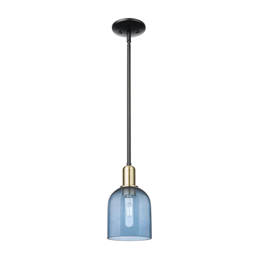 Innovations Bella 6in 1-Light Mini Pendant | Industrial Black Antique Brass and Blue Glass | Kitchen Island & Dining Room | Model 716-1S-BAB-G558-6BL