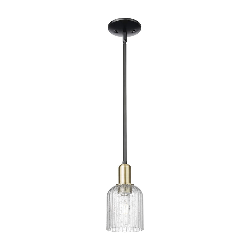 Innovations Bridal Veil 5in 1-Light Mini Pendant | Industrial Black Antique Brass Steel and Seedy Ribbed Glass | Kitchen | Model 716-1S-BAB-G559-5SDY