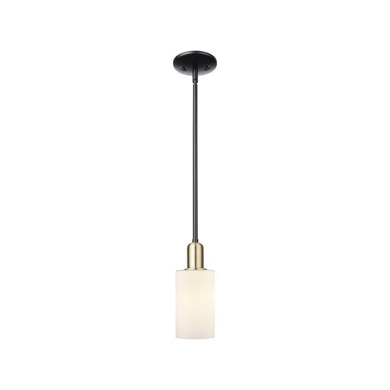 Innovations Clymer 4in 1-Light Mini Pendant | Industrial Black Antique Brass Steel and Matte White Glass | Kitchen Island & Dining | Model 716-1S-BAB-G801