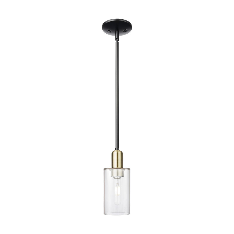 Innovations Clymer 1-Light Mini Pendant | Industrial Black Antique Brass Steel and Clear Glass | Kitchen Island & Dining Room | Model 716-1S-BAB-G802