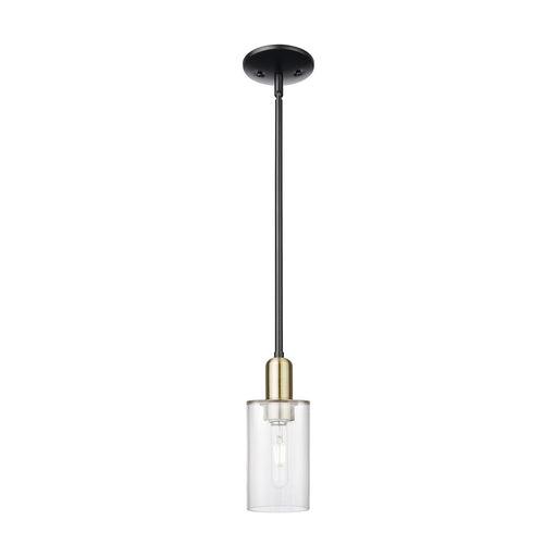 Innovations Clymer 1-Light Mini Pendant | Industrial Black Antique Brass Steel and Clear Glass | Kitchen Island & Dining Room | Model 716-1S-BAB-G802