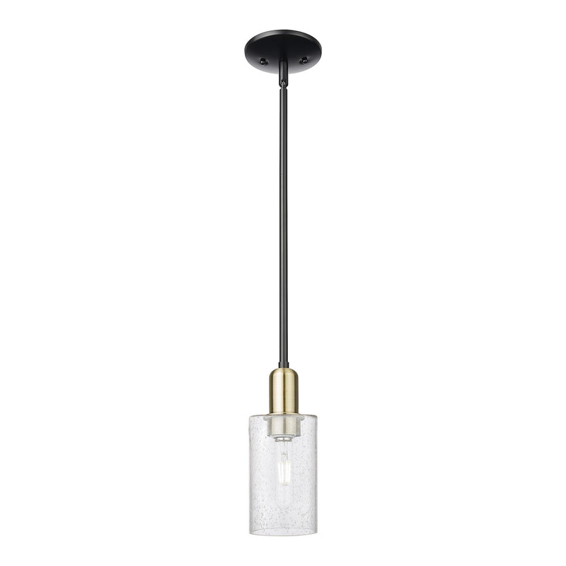 Innovations Clymer 4in 1-Light Mini Pendant | Industrial Black Antique Brass and Seedy Glass | Kitchen Island | 3.88 x 3.88 x 9.5 | Model 716-1S-BAB-G804