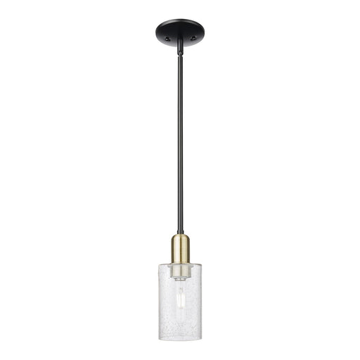 Innovations Clymer 4in 1-Light Mini Pendant | Industrial Black Antique Brass and Seedy Glass | Kitchen Island | 3.88 x 3.88 x 9.5 | Model 716-1S-BAB-G804