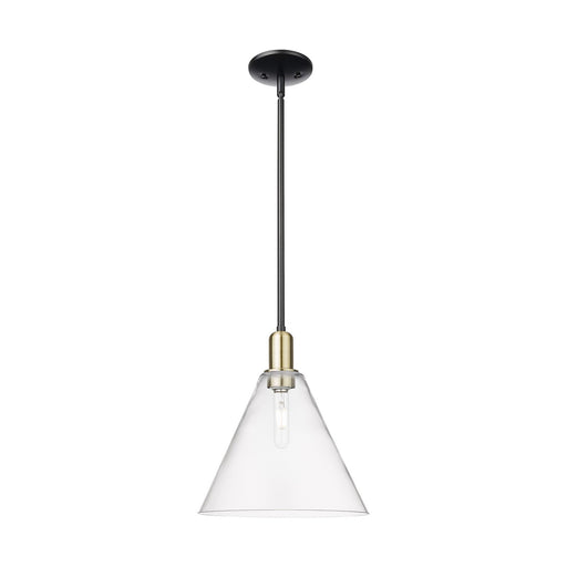 Innovations Berkshire Glass 12in 1-Light Mini Pendant | Industrial Black Antique Brass and Clear Glass | Kitchen Island & | Model 716-1S-BAB-GBC-122