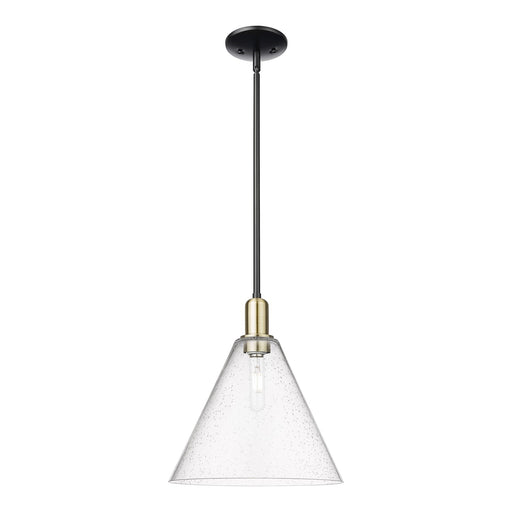 Innovations Berkshire Glass 12in 1-Light Mini Pendant | Industrial Black Antique Brass and Seedy Glass | Kitchen Island & | Model 716-1S-BAB-GBC-124