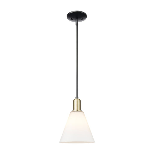 Innovations Berkshire Glass 8in 1-Light Mini Pendant | Industrial Black Antique Brass and Matte White Glass | Kitchen Island & | Model 716-1S-BAB-GBC-81