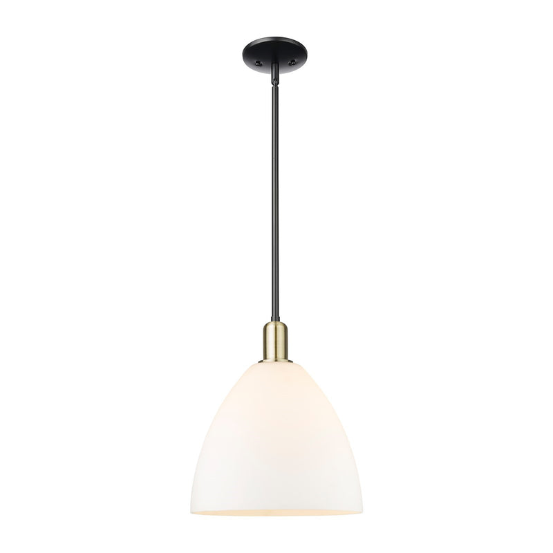 Innovations Bristol 12in 1-Light Mini Pendant | Industrial Black Antique Brass and Matte White Glass | Kitchen Island & Dining | Model 716-1S-BAB-GBD-121