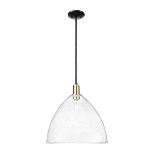 Innovations Bristol 16in 1-Light Mini Pendant | Industrial Black Antique Brass and Seedy Glass | Kitchen Island & Dining Room | Model 716-1S-BAB-GBD-164
