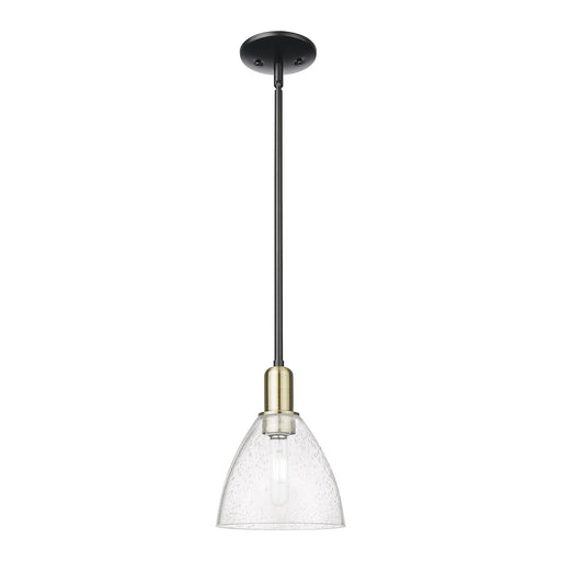 Innovations Bristol 8in 1-Light Mini Pendant | Industrial Black Antique Brass Steel and Seedy Glass | Kitchen Island & Dining | Model 716-1S-BAB-GBD-754