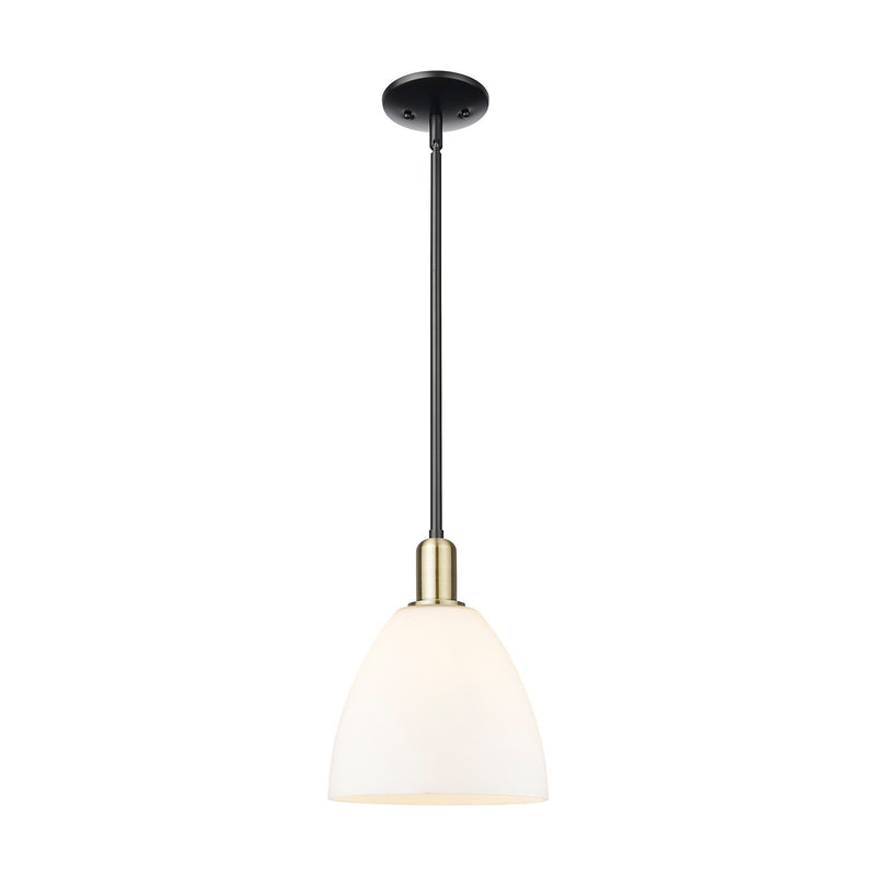 Innovations Bristol 9in 1-Light Mini Pendant | Industrial Black Antique Brass and Matte White Glass | Kitchen Island & Dining | Model 716-1S-BAB-GBD-91