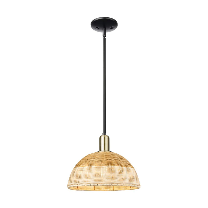 Innovations NB Dome 1Lt Stem Mini Pendant/12" BKS/NF - 716-1S-BAB-NBD2-12-NAT