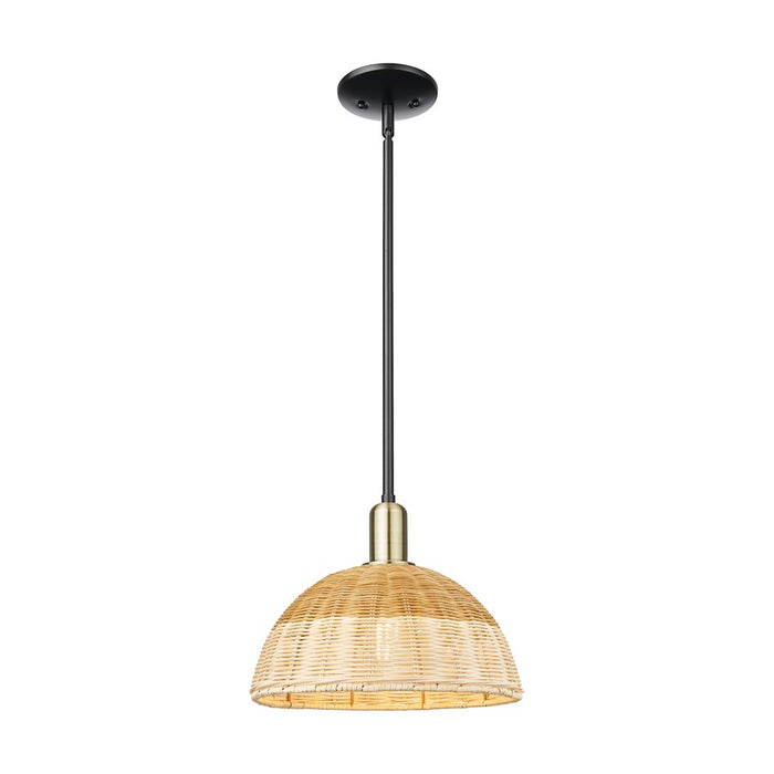 Innovations NB Dome 1Lt Stem Mini Pendant/12" BKS/NF - 716-1S-BAB-NBD2-12-NAT