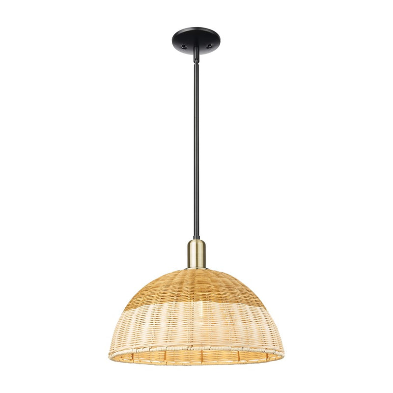 Innovations NBD Stem Mini Pendant, 16" Shade, BKBS/NT - 716-1S-BAB-NBD2-16-NAT
