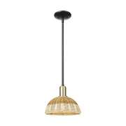 Innovations NB Dome 1Lt 9" Stem Mini Pendant, BKBS/Nat - 716-1S-BAB-NBD2-9-NAT