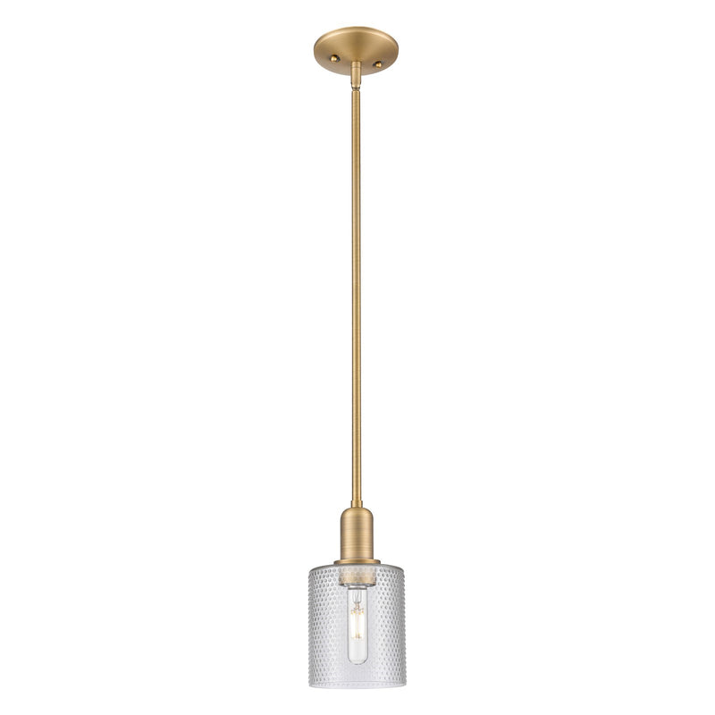 Innovations Cobbleskill 5in 1-Light Mini Pendant | Industrial Brushed Brass Steel and Clear Glass | Kitchen Island & Breakfast Nook | Model 716-1S-BB-G112