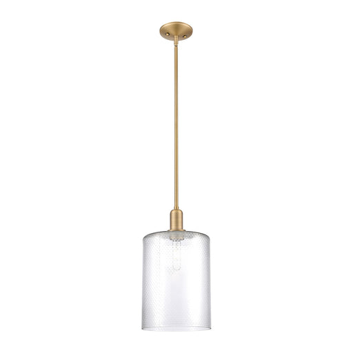 Innovations Cobbleskill 9in 1-Light Mini Pendant | Industrial Brushed Brass Steel and Clear Glass | Kitchen Island & Dining Room | Model 716-1S-BB-G112-L