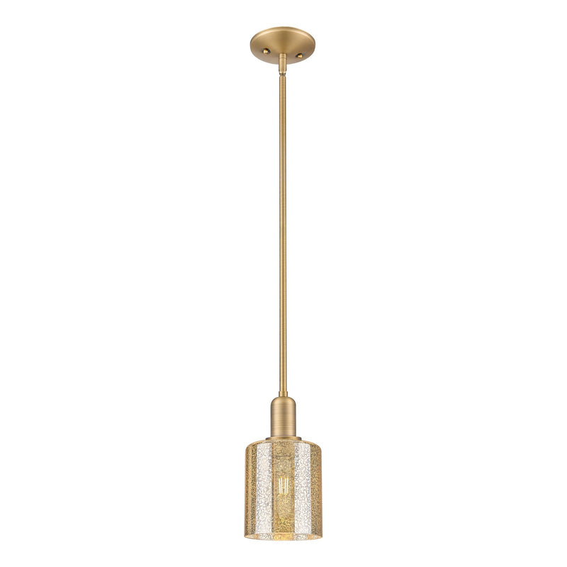 Innovations Cobbleskill 5in 1-Light Mini Pendant | Industrial Brushed Brass Steel and Mercury Glass | Kitchen Island & Dining Room | Model 716-1S-BB-G116