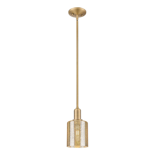 Innovations Cobbleskill 5in 1-Light Mini Pendant | Industrial Brushed Brass Steel and Mercury Glass | Kitchen Island & Dining Room | Model 716-1S-BB-G116