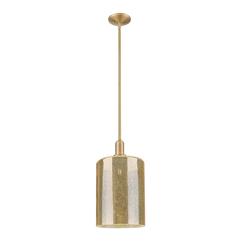 Innovations Cobbleskill 9in 1-Light Mini Pendant | Industrial Brushed Brass Steel and Mercury Glass | Kitchen Island & Dining | Model 716-1S-BB-G116-L