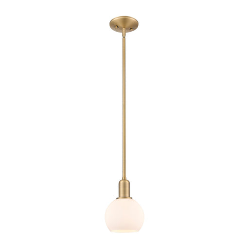 Innovations Athens 6in 1-Light Mini Pendant | Industrial Brushed Brass Steel and Matte White Glass | Kitchen Island & Dining Room | Model 716-1S-BB-G121-6