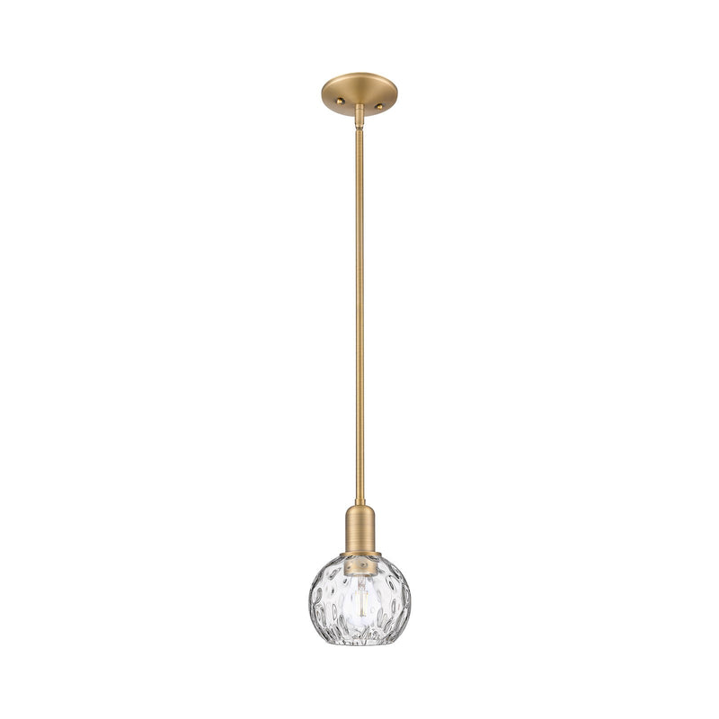 Innovations Athens 6in 1-Light Mini Pendant | Industrial Brushed Brass and Clear Water Glass | Kitchen Island & Dining Room | 6 | Model 716-1S-BB-G1215-6