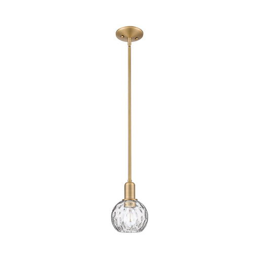 Innovations Athens 6in 1-Light Mini Pendant | Industrial Brushed Brass and Clear Water Glass | Kitchen Island & Dining Room | 6 | Model 716-1S-BB-G1215-6