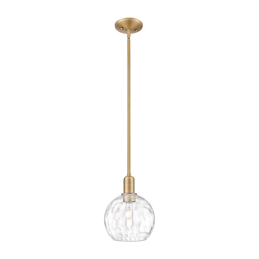 Innovations Athens 8in 1-Light Mini Pendant | Industrial Brushed Brass and Clear Water Glass | Kitchen Island & Dining Room | 8 | Model 716-1S-BB-G1215-8