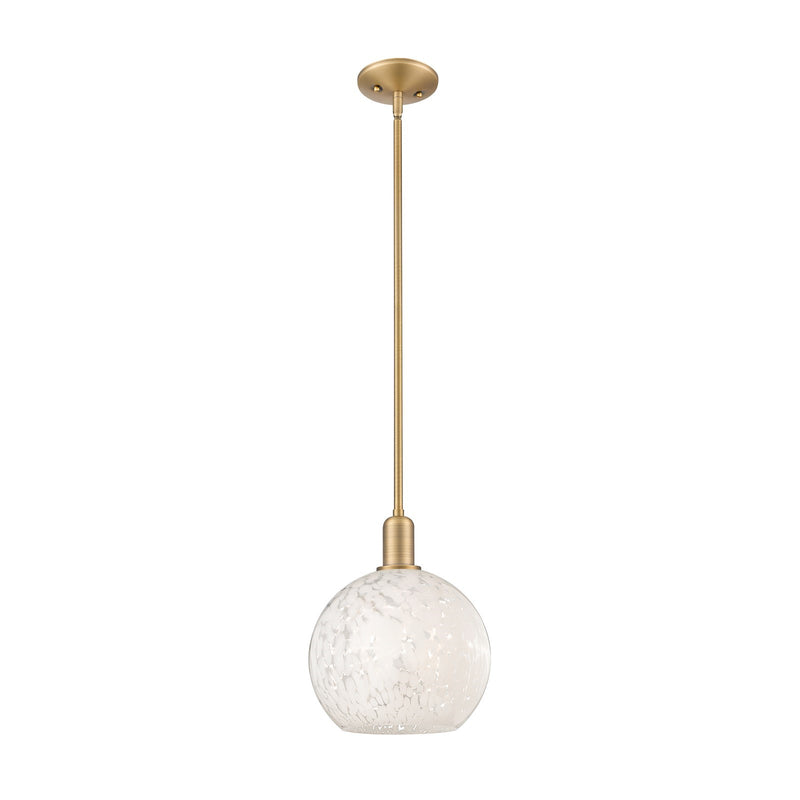 Innovations Lighting Arcadia 10in 1-Light Mini Pendant | Industrial Brushed Brass and White Mouchette Glass | Kitchen Island | Model 716-1S-BB-G1216-10WM