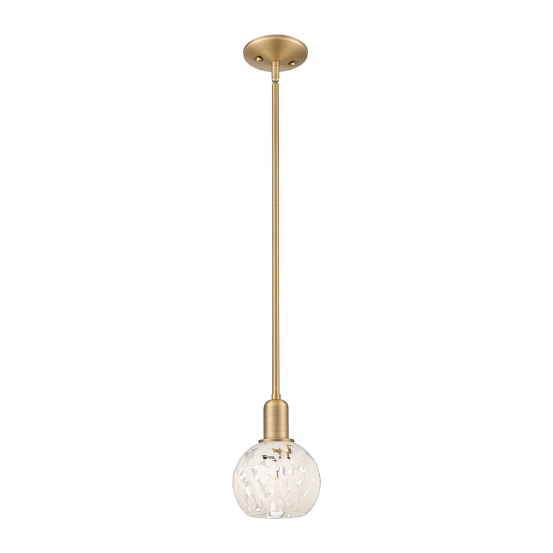 Innovations White Mouchette 6in 1-Light Mini Pendant | Industrial Brushed Brass and White Glass | Kitchen Island & Dining Room | Model 716-1S-BB-G1216-6WM