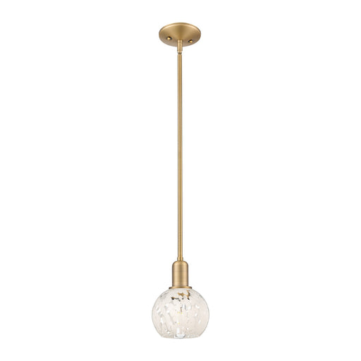 Innovations White Mouchette 6in 1-Light Mini Pendant | Industrial Brushed Brass and White Glass | Kitchen Island & Dining Room | Model 716-1S-BB-G1216-6WM