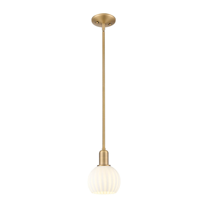 Innovations Lighting Arcadia 6in 1-Light Mini Pendant | Industrial Brushed Brass and White Venetian Glass | Kitchen Island & | Model 716-1S-BB-G1217-6WV