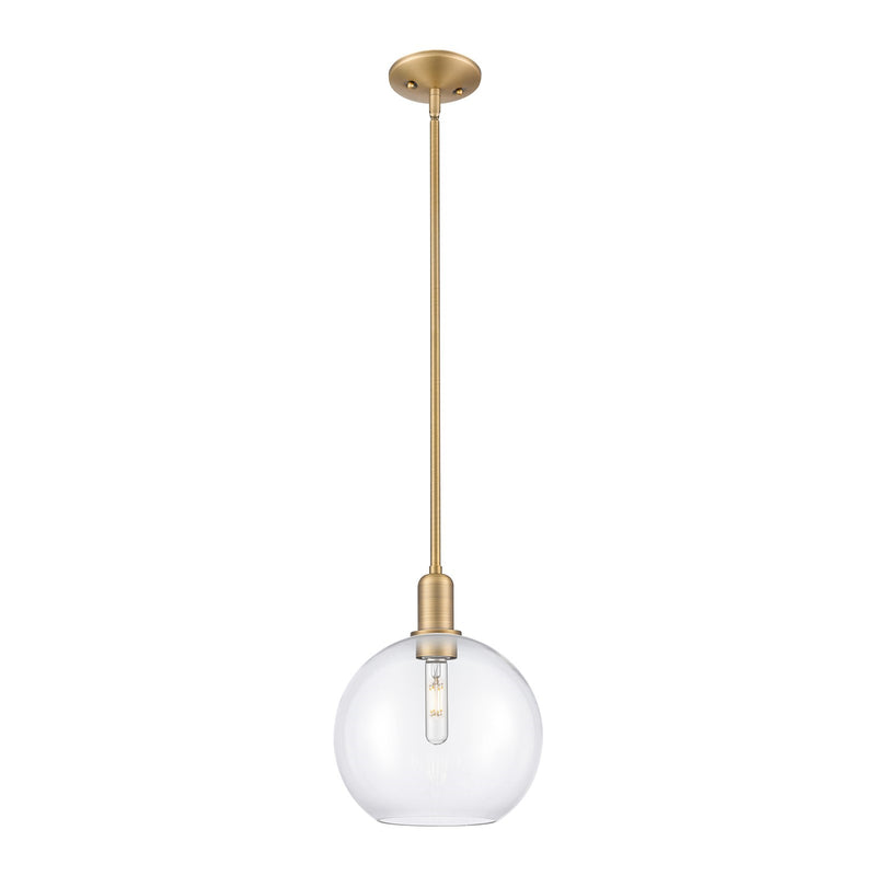 Innovations Athens 10in 1-Light Mini Pendant | Industrial Brushed Brass Steel and Clear Glass | Kitchen Island & Dining Room | Model 716-1S-BB-G122-10
