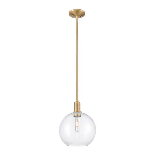 Innovations Athens 10in 1-Light Mini Pendant | Industrial Brushed Brass Steel and Clear Glass | Kitchen Island & Dining Room | Model 716-1S-BB-G122-10