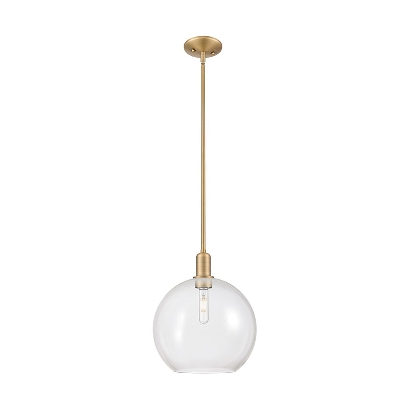 Innovations Athens 12in 1-Light Mini Pendant | Industrial Brushed Brass Steel and Clear Glass | Kitchen Island & Dining Room | Model 716-1S-BB-G122-12