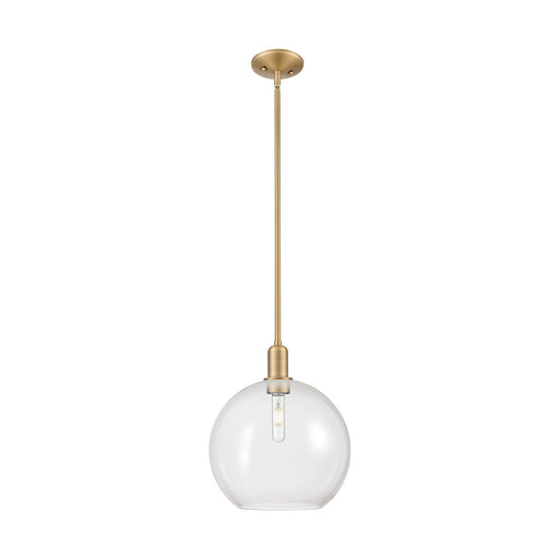 Innovations Athens 12in 1-Light Mini Pendant | Industrial Brushed Brass Steel and Clear Glass | Kitchen Island & Dining Room | Model 716-1S-BB-G122-12