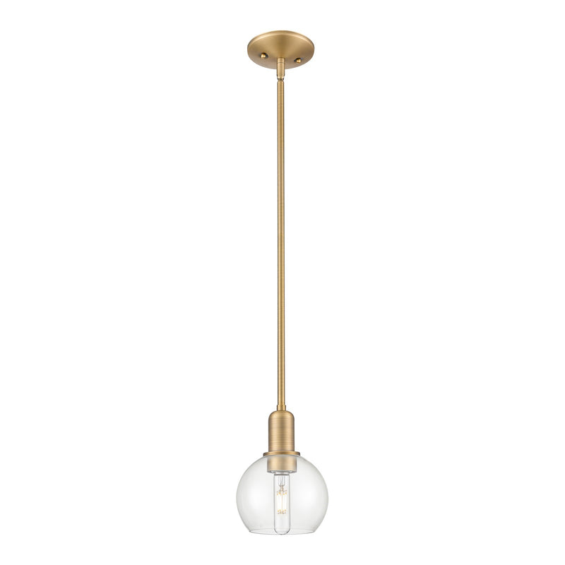 Innovations Athens 6in 1-Light Mini Pendant | Industrial Brushed Brass Steel and Clear Glass | Kitchen Island & Dining Room | Model 716-1S-BB-G122-6