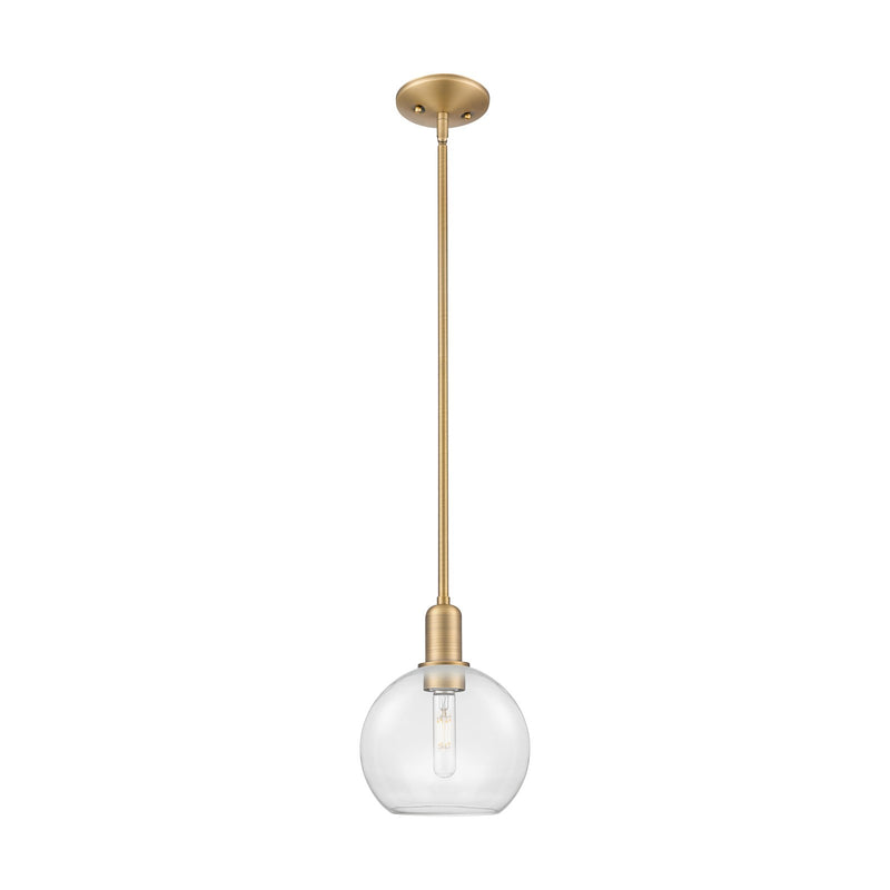 Innovations Athens 8in 1-Light Mini Pendant | Industrial Brushed Brass Steel and Clear Glass | Kitchen Island & Dining Room | 8 x | Model 716-1S-BB-G122-8