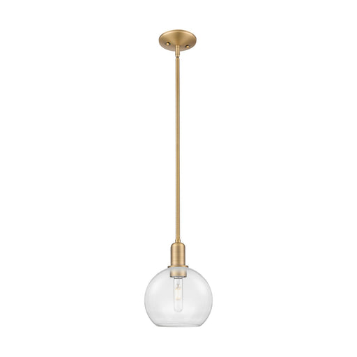Innovations Athens 8in 1-Light Mini Pendant | Industrial Brushed Brass Steel and Clear Glass | Kitchen Island & Dining Room | 8 x | Model 716-1S-BB-G122-8